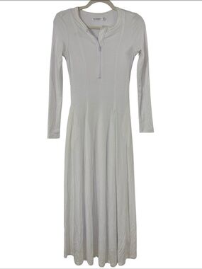 Fehrnvi Temple Dress - Long Sleeve Zip-Front Maxi Dress In White